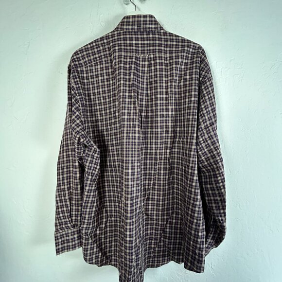 Faconnable Jeans Mens Plaid Cotton Long Sleeve Button-Down Shirt Medium Brown - Picture 2 of 7